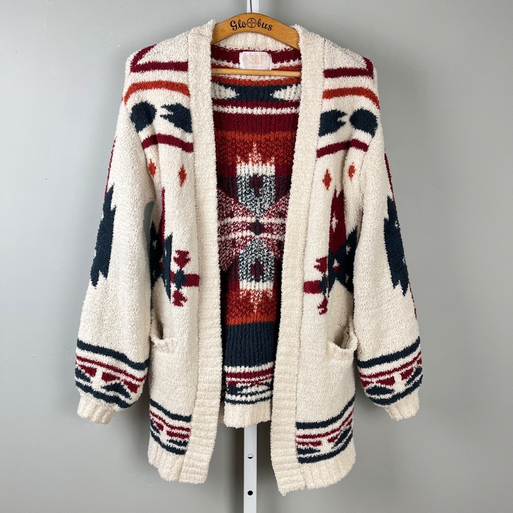 Audrey Parks Aztec Cardigan Sweater Womens M Southwestern‎ Soft Fuzzy Francescas - Picture 2 of 5